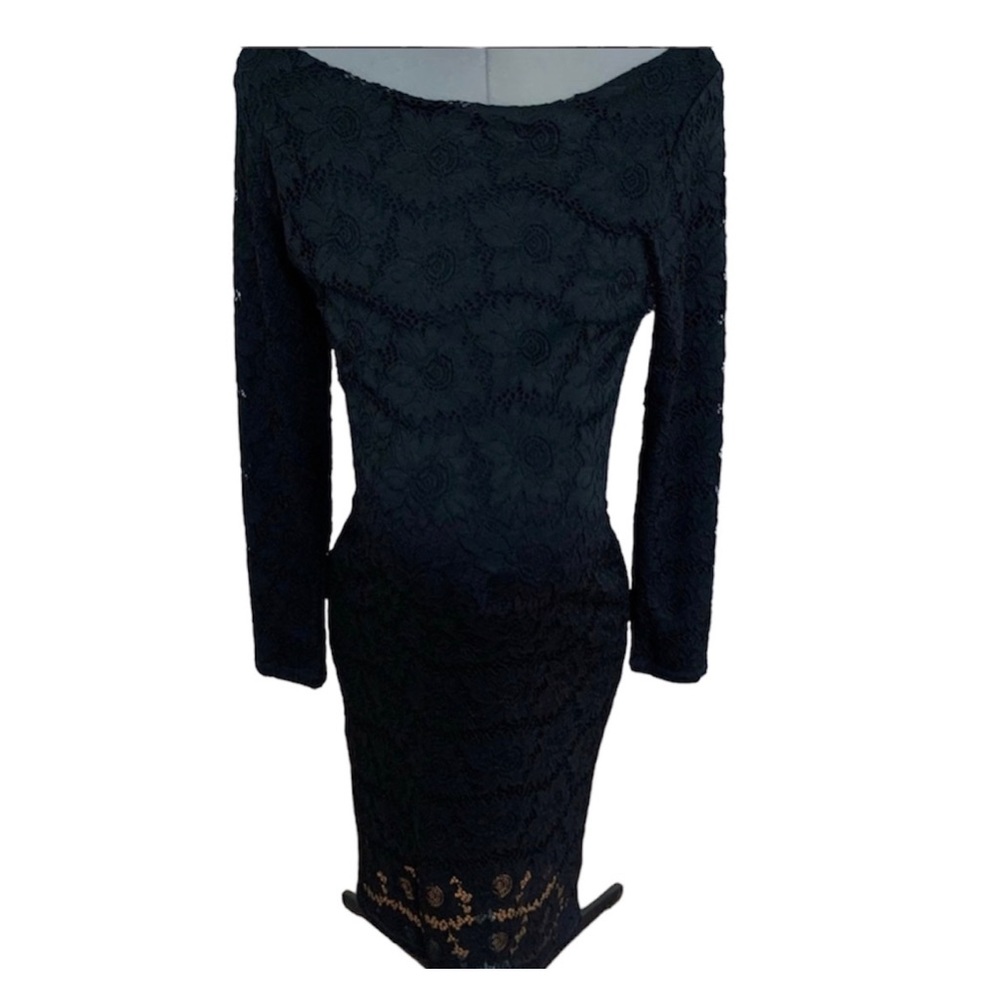 Ingrid & Isabel maternity long sleeve black lace straight fit dress medium size